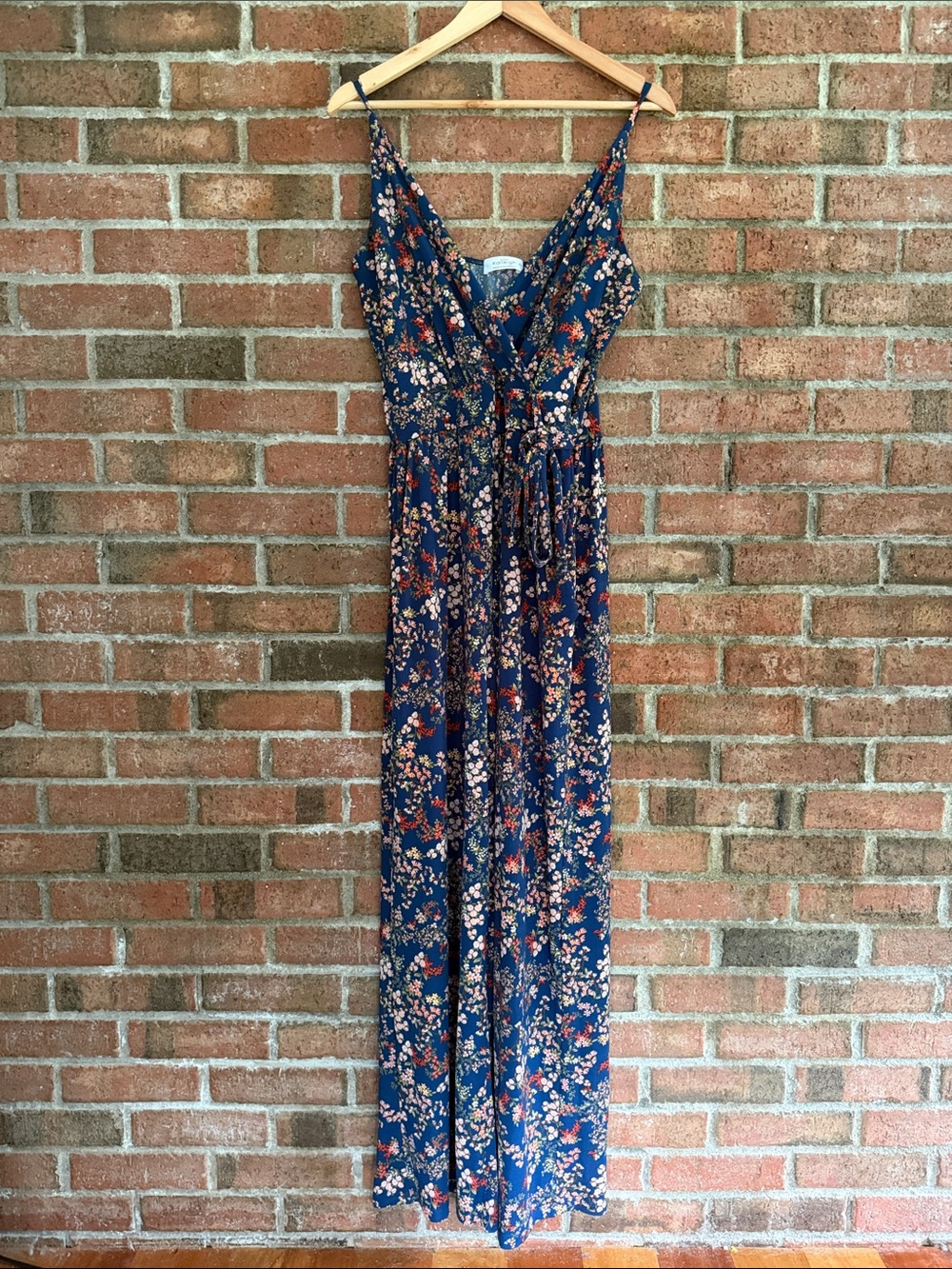 Floral Navy Jumpsuit with Tie Waist